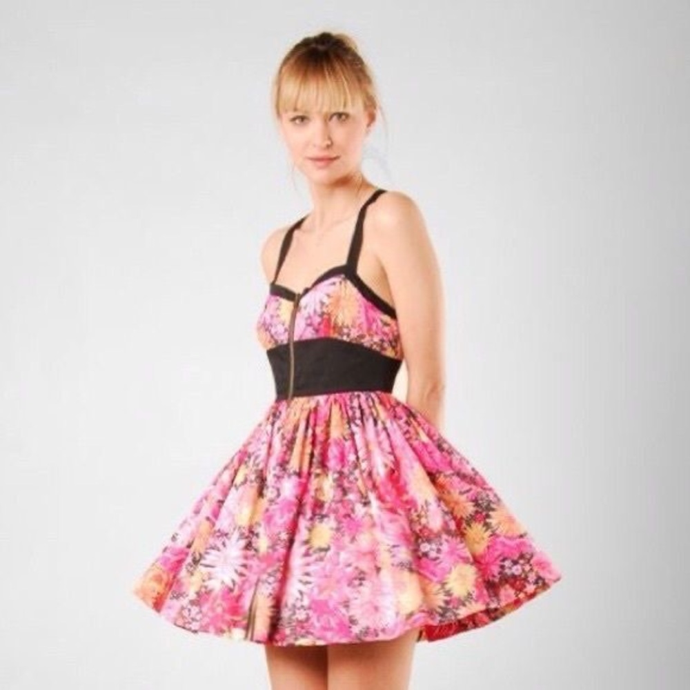 Jack BB Dakota Women's Jónica Floral Pin Up Zip Mod Dress Large